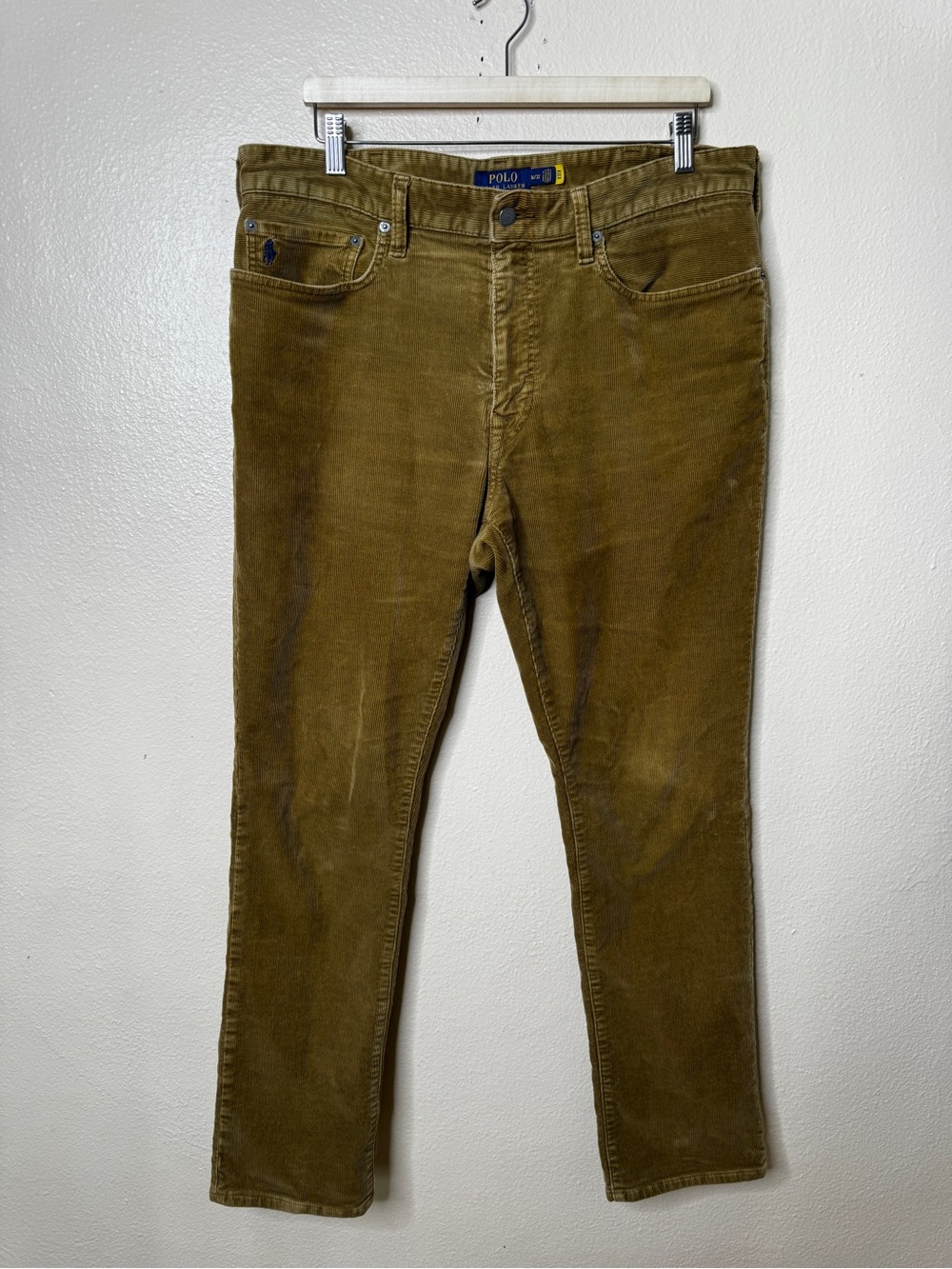 Polo Ralph Lauren Men’s Varick Slim Straight Corduroy Pants Mustard Brown 36x32